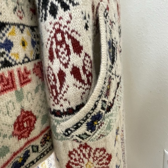 Anthropologie Aldo Martins Sweater Coat womens Fair Isle Long Knit Hoodie Duster - Picture 6 of 14